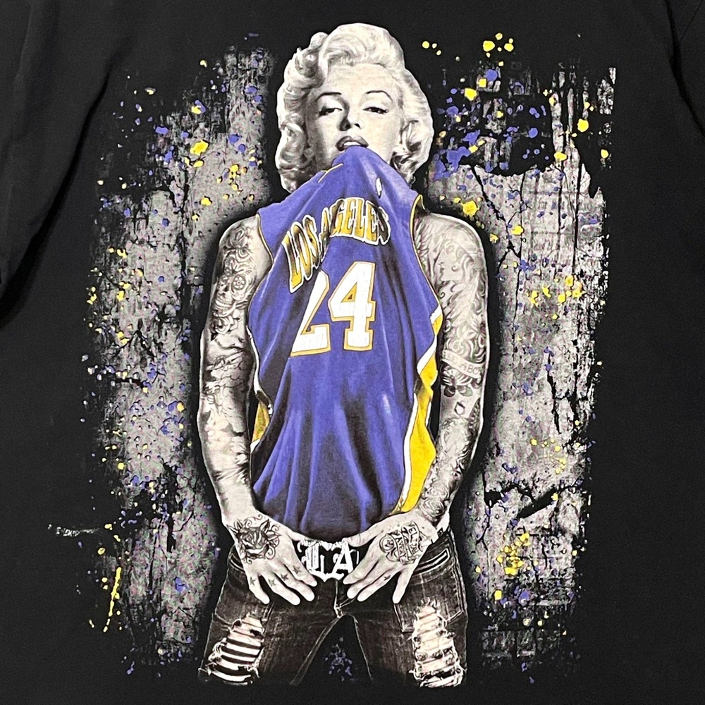 Marilyn Monroe Kobe Bryant Lakers Jersey T-Shirt Black XL Pro Tag USA Made